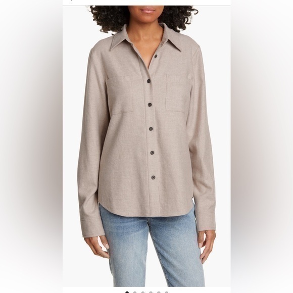 Jenni Kayne Tops - Jenni Kayne Button Down Tan Shirt Double Pocket Cotton Button-up